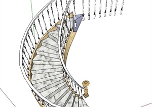 某欧式旋转楼梯设计SU(草图大师)模型