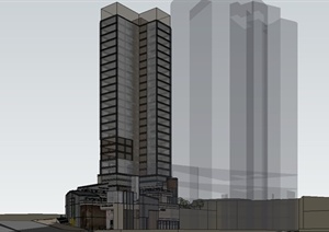 某商业中心高层建筑SU(草图大师)模型
