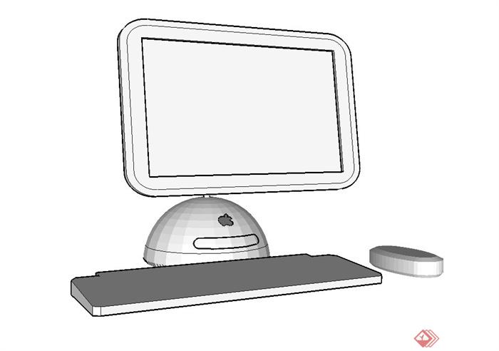 办公电脑、打印机办、公桌椅su模型(2)