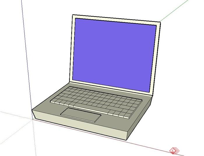 办公电脑、打印机办、公桌椅su模型(4)