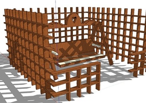 现代风格秋千椅及栅栏设计SU(草图大师)模型