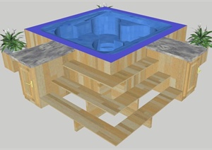 现代简约小浴池设计SU(草图大师)模型