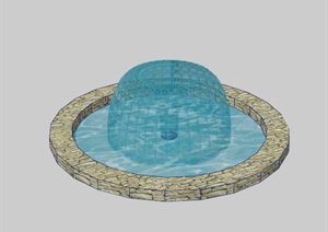 园林景观水体水池SU(草图大师)模型
