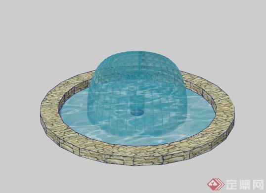 园林景观水体水池su模型(1)