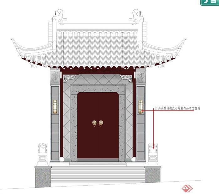 中式风格影壁、门头设计效果图(1)