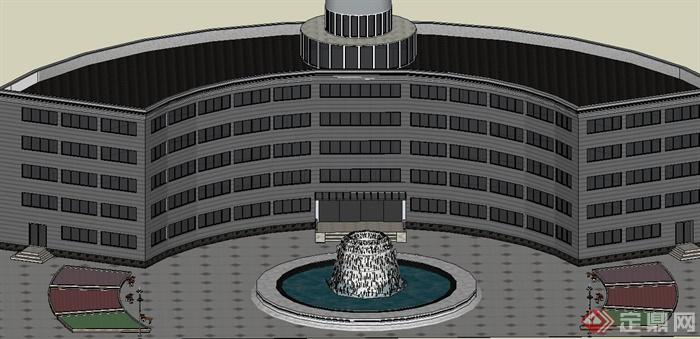 某现代行政楼建筑设计su模型(2)