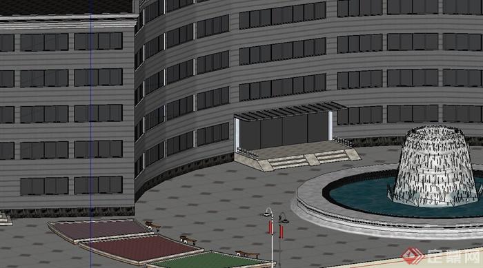 某现代行政楼建筑设计su模型(3)