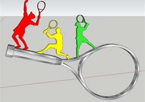 羽毛球拍运动雕塑SU(草图大师)模型