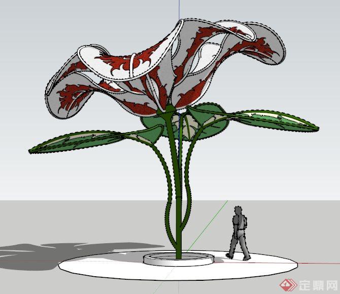 花朵植物雕塑小品su模型(1)