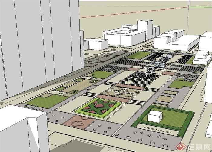 校园中心广场景观设计（su模型、cad图纸）(2)