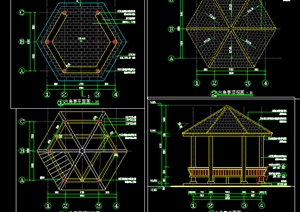 中式风格六角亭设计施工图