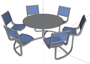 现代简约六人座桌椅组合SU(草图大师)模型