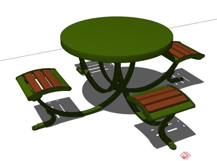 现代简约四人座桌凳组合su模型(1)