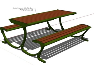 现代风格户外桌凳组合SU(草图大师)模型