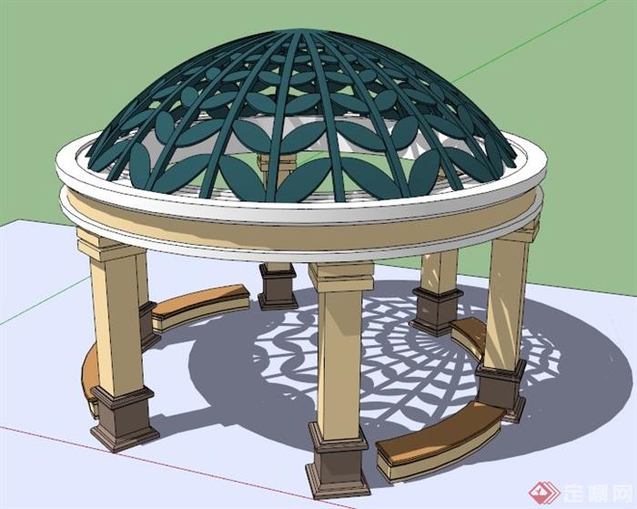 欧式景观园顶亭设计su模型(1)
