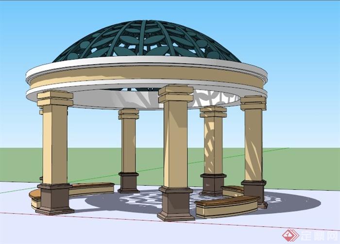 欧式景观园顶亭设计su模型(3)
