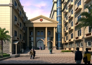 欧式风格门庭办公楼建筑设计3dmax模型