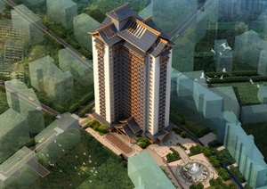 某中式中医院高楼建筑设计3DMAX模型