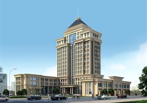欧式风格办公楼建筑设计3dmax模型