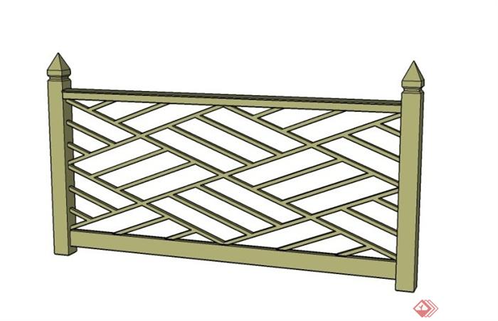 现代风格栏杆、栏杆柱su模型(3)