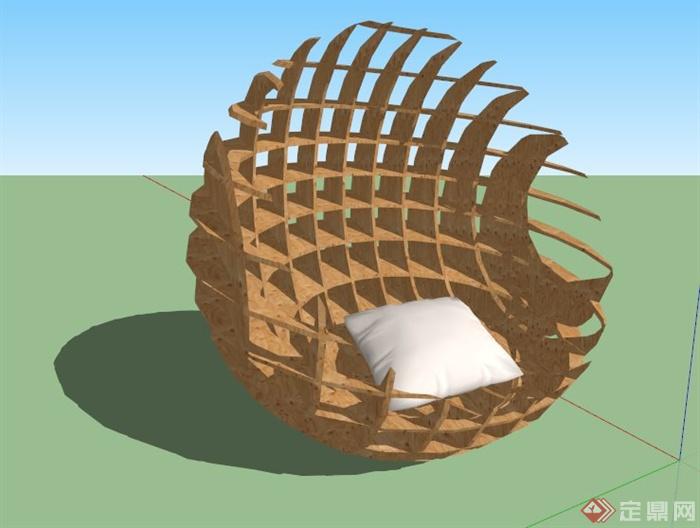 现代风格球体懒人沙发su模型(1)