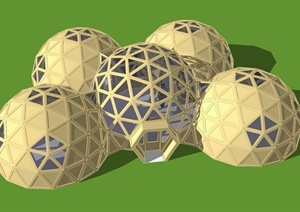球体建筑、小品SU(草图大师)模型