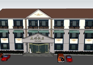 某三层欧式风格友谊饭店建筑设计SU(草图大师)模型