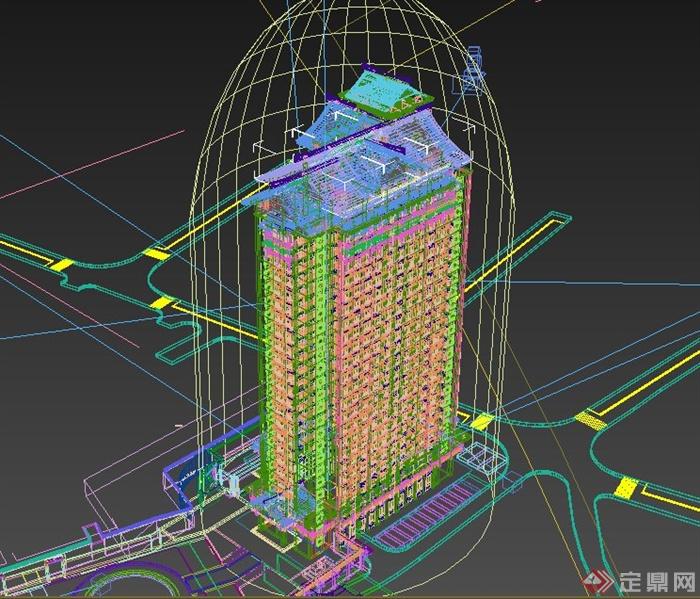 某中式中医院高楼建筑设计3DMAX模型(6)