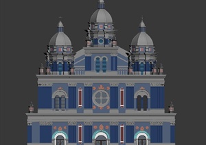 某欧式风格三层教堂建筑设计3DMAX模型
