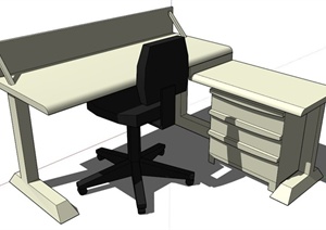 办公桌椅、文件柜家具SU(草图大师)模型
