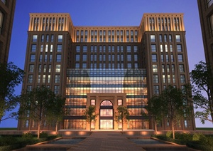 四种现代风格办公楼建筑设计3dmax模型