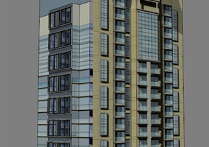 现代简约小高层住宅建筑设计SU(草图大师)模型