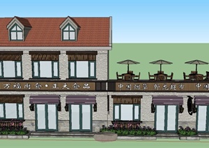 某两层美式咖啡厅建筑设计SU(草图大师)模型