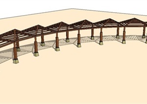 东南亚长廊架节点设计SU(草图大师)模型