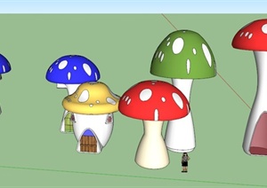 6款蘑菇景观塔设计SU(草图大师)模型