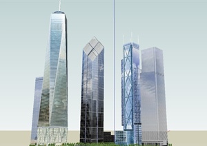 某现代超高层商业楼建筑SU(草图大师)模型