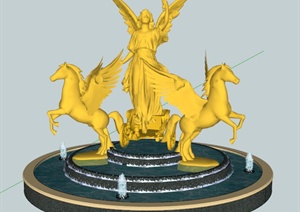 欧式风格雕塑喷泉水景SU(草图大师)模型