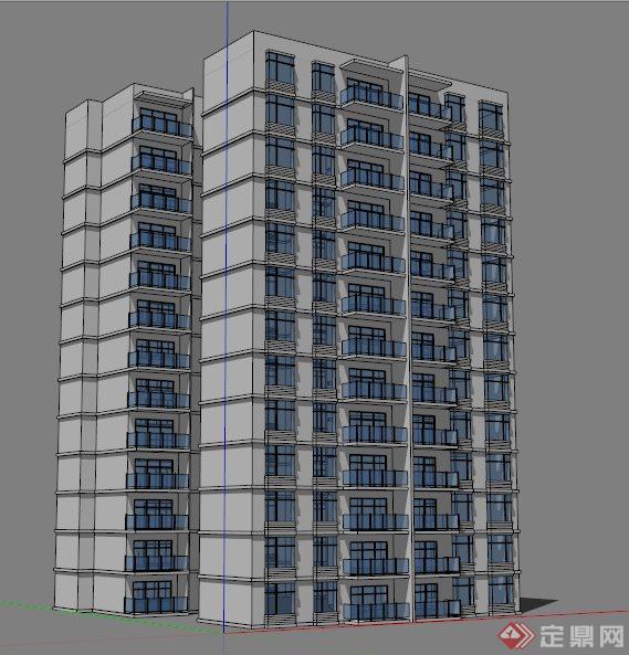 一栋点式高层住宅楼建筑设计su模型(2)