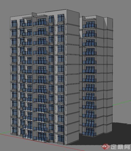 一栋点式高层住宅楼建筑设计su模型(3)