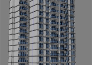 一栋点式高层住宅楼建筑设计SU(草图大师)模型