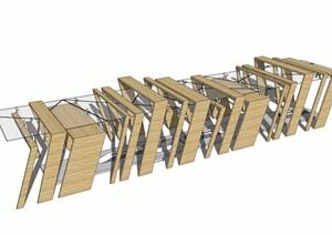 现代木质廊架SU(草图大师)模型