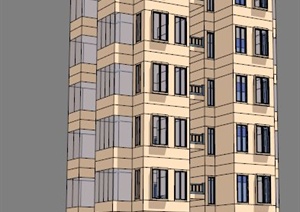 简约八层点式住宅楼建筑设计SU(草图大师)模型