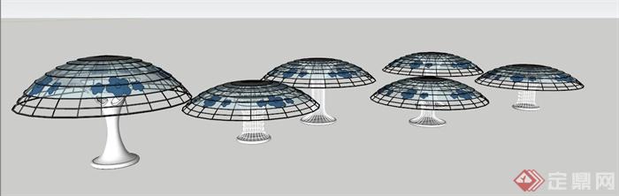 园林景观伞状景观架设计su模型(3)