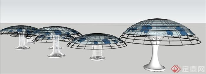 园林景观伞状景观架设计su模型(1)