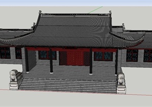 古典中式门楼建筑设计SU(草图大师)模型