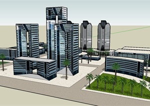 某商业中心广场及商业建筑设计SU(草图大师)模型