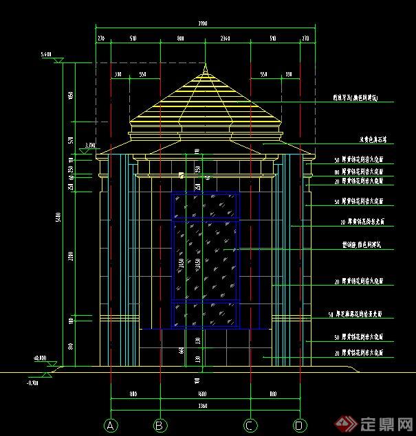 园林景观欧式岗亭建筑设计CAD结构施工图（含设计说明）(1)
