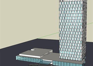 某现代简单办公楼建筑SU(草图大师)模型