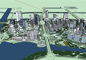 某中心区城市规划设计SU(草图大师)模型