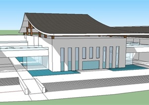 某新中式艺术艺术馆建筑设计SU(草图大师)模型